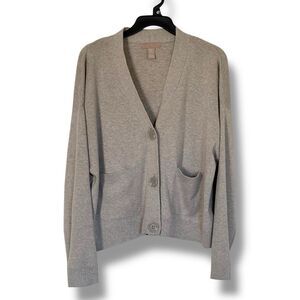 H&M Women’s Cardigan Sweater Wool Blend Gray Size XS Minimalist Career Classic